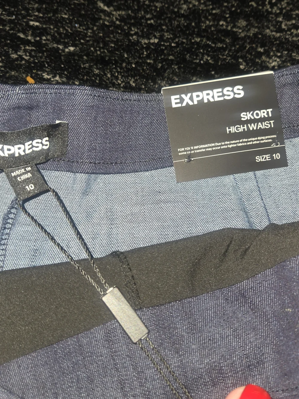 Express Navy Denim High waist Button-Front Skort